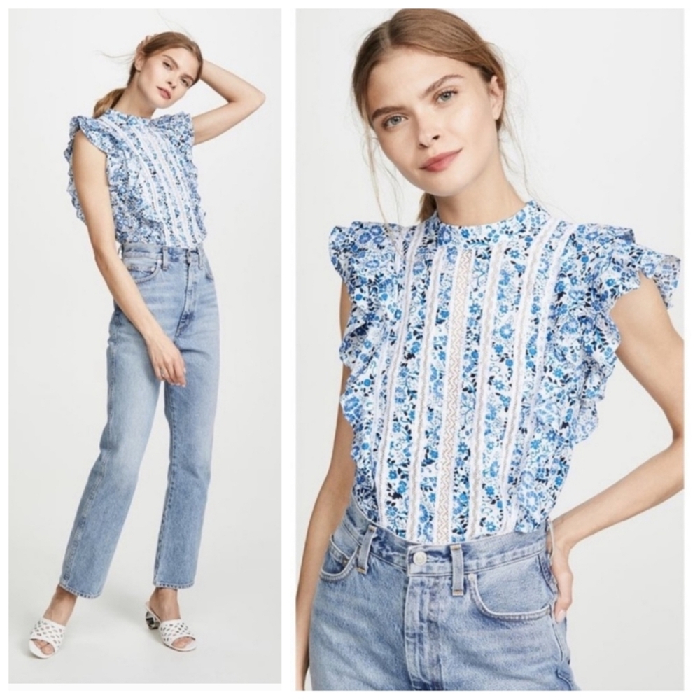 Veronica Beard Sol Toile Floral Sleeveless Blouse Top Size 6